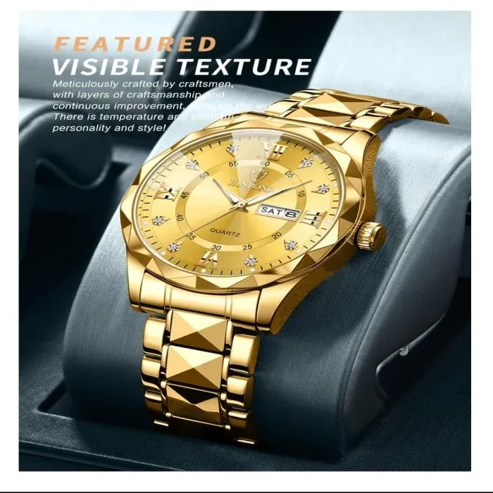 BINBOND Golden Quartz Men's Watch
