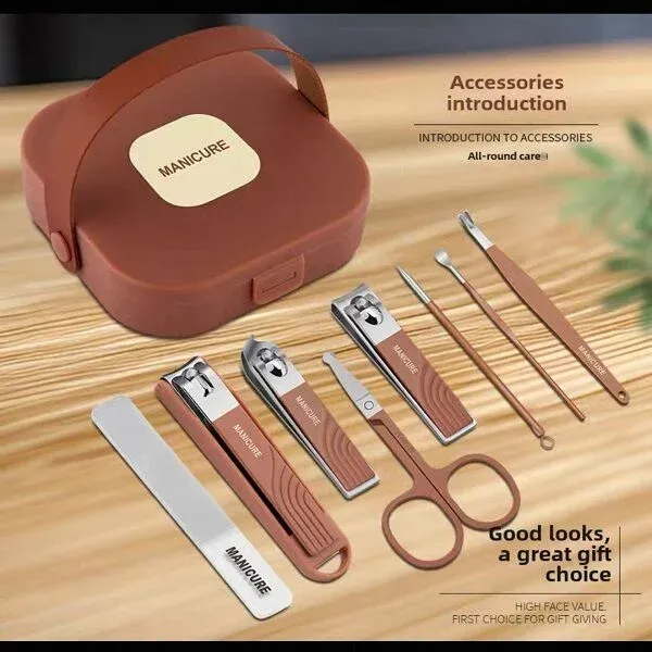 Professional Stainless Steel Manicure & Pedicure Grooming Kit with Portable Case