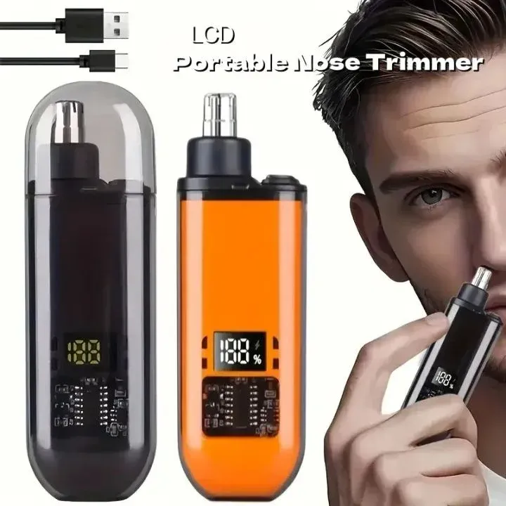 Rechargeable Mini Electric Nose & Ear Hair Trimmer with Digital Display