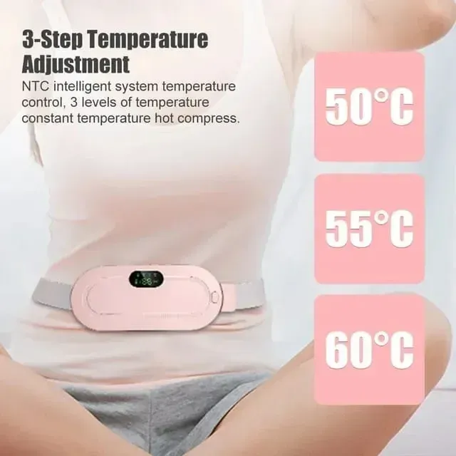 Period Cramp Relief Belt – Portable Electric Menstrual Heating Pad with Massager