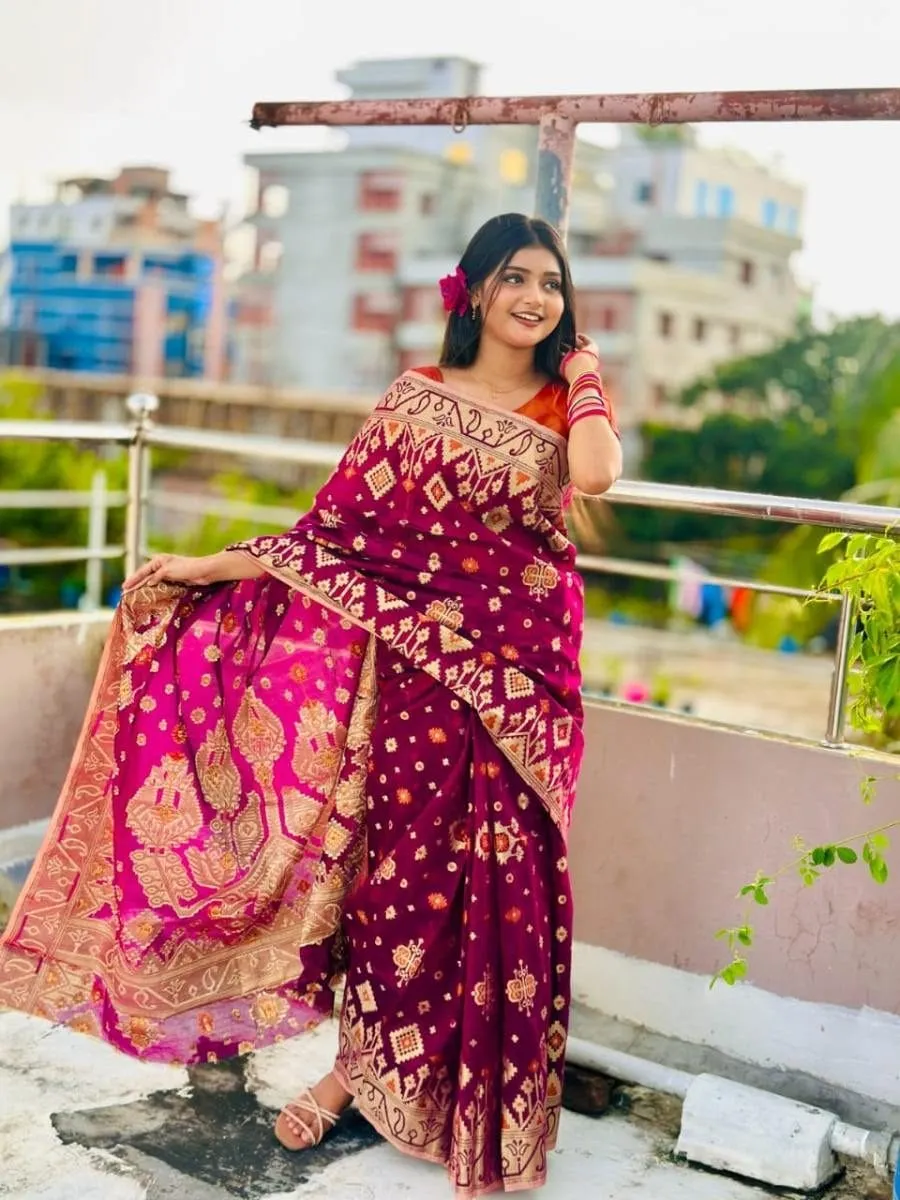 প্রিমিয়াম কোয়ালিটি 💢 Tencil Jori Jamdani Saree