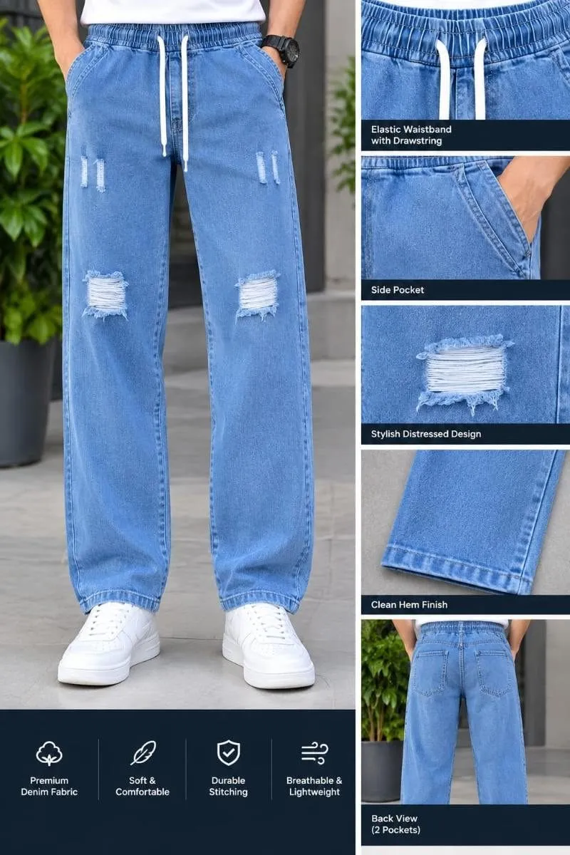 💢 Stylish Semi Baggy Cargo Denim Pant