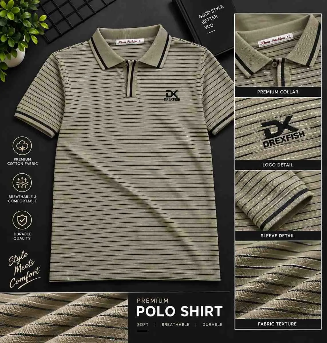 💢 Trendy China Stripe V Neck Polo (Trendy China Stripe V Neck Polo