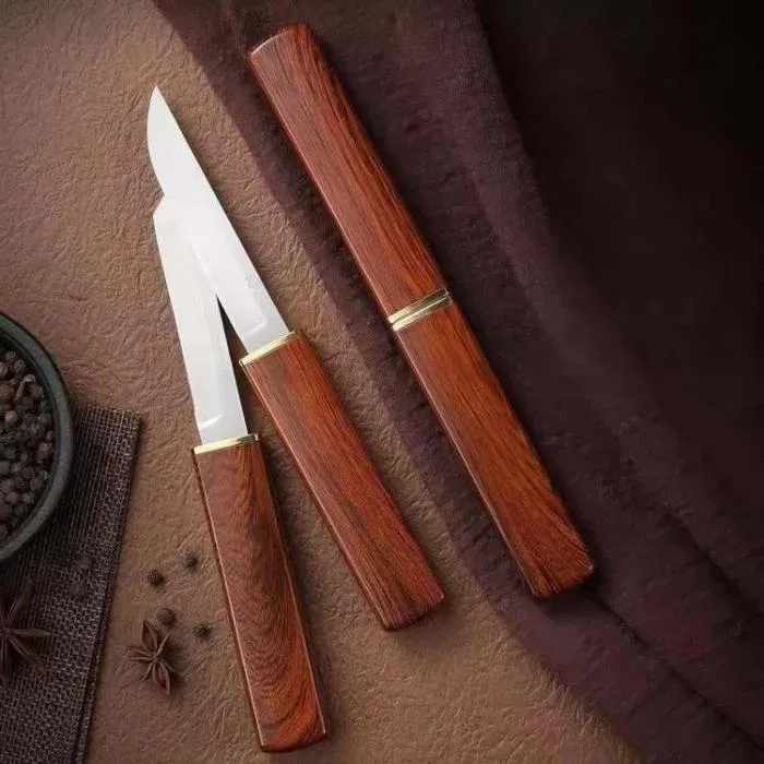 Dragon & Phoenix Double Knife Set with Wooden Sheath